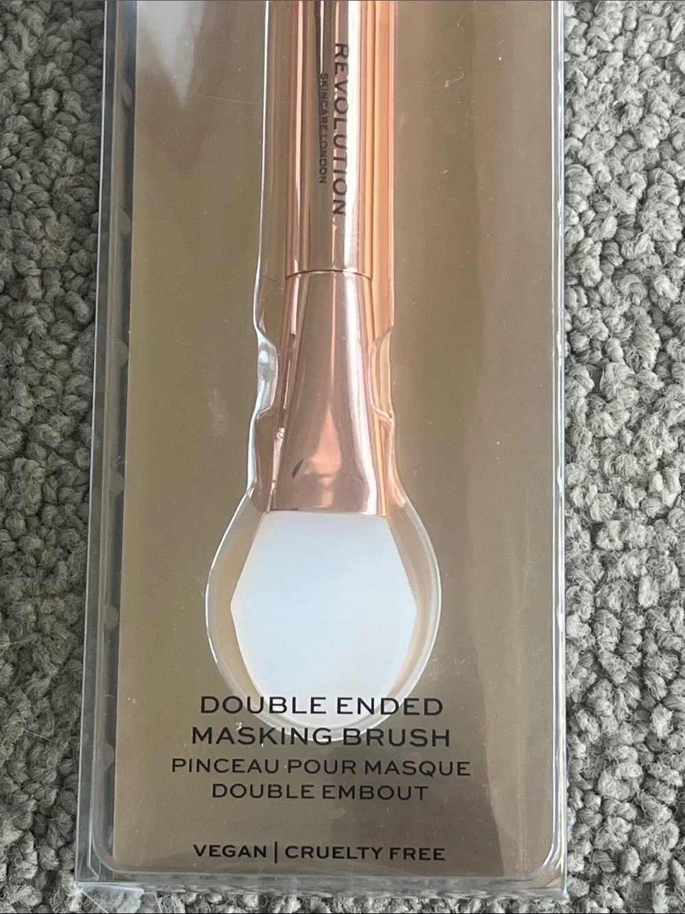 Revolution Double-Ended Masking Brush - Rose Gold & White Bristles